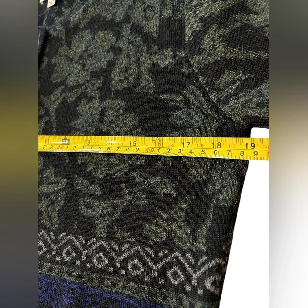 R. A. Martinelli Baby Alpaca Sweater Cardigan Green Black Blue Made in Peru